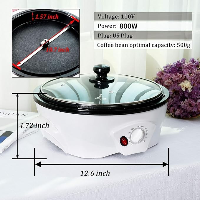 LUEUR Electric Coffee Roasters For Home UseCoffee Bean Roaster Machine Coffee Bean Roaster For Stovetop Countertop Commercial Coffee Bean Roasting Machine 110V