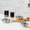 KARACA Emirgan 6 Piece Stainless Steel Induction Shallow Pot Set 14 cm 16 cm 18 cm Dishwasher Safe Silver Shallow Pans Set