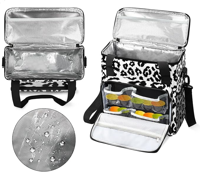Leopards Animal Print Coffee Maker Travel Bag for Keurig K-Mini/K-Mini Plus Insulated Waterproof Tote with Pockets for K-Cup Portable Single-Serve Brewer Case
