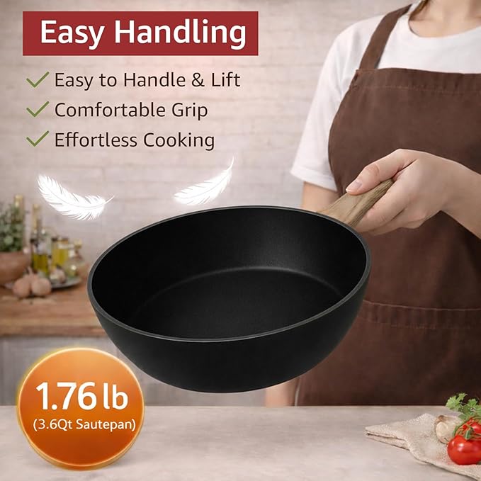 23-Piece Pots and Pans Set Non StickTitanium Ceramic Cookware Set Non ToxicLong-LastingPFAS FreeInduction CompatibleComplete Kitchen Set with 3 Frying Pans for All Cooking needs