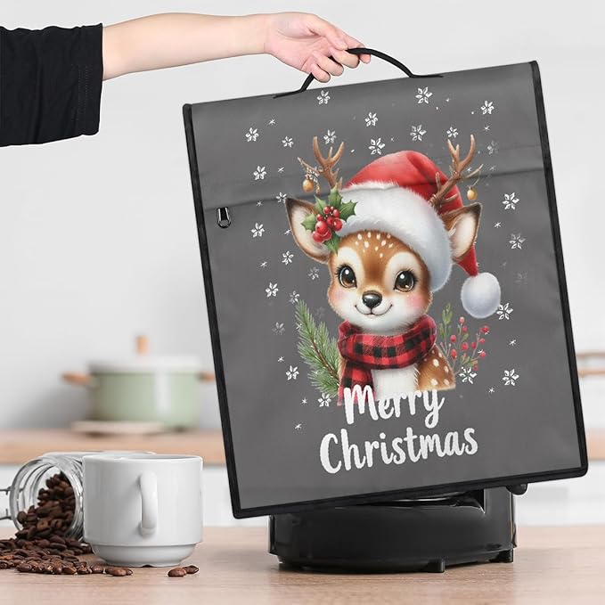 cfpolar Kitchen Aid Mixer Cover Compatible with 6-8 Quarts Elk Holly Christmas Hat Stand Mixer Cover Kitchen Aid Mixers Accessories Appliance Organizer Bag Dust Covers with Zipper Pocket