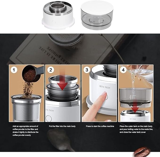 XHTLLO Mini Coffee Machine Mini Portable Smart Coffee Maker Automatic Drip Pot for Outdoor Brewing