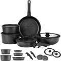 Cookware Set 9/11/15 Piece Nonstick Maifan Cookwares Sets with Detachable Handle Oven Safe Super Easily CleanSuitable for Kitchen (Black11-Piece Set)