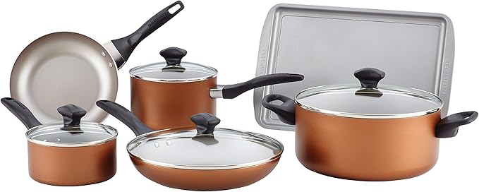 Farberware nonstick 11pce Aluminium cookware tools and bakeware set - Copper