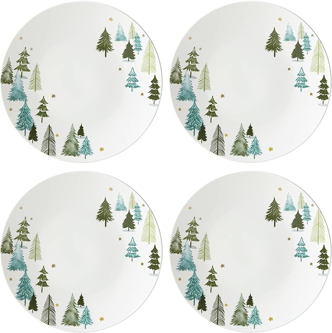 Lenox 880068 Balsam Lane 4-Piece Dinner Plate Set(Green) Christmas Drinkware Holiday Hosting