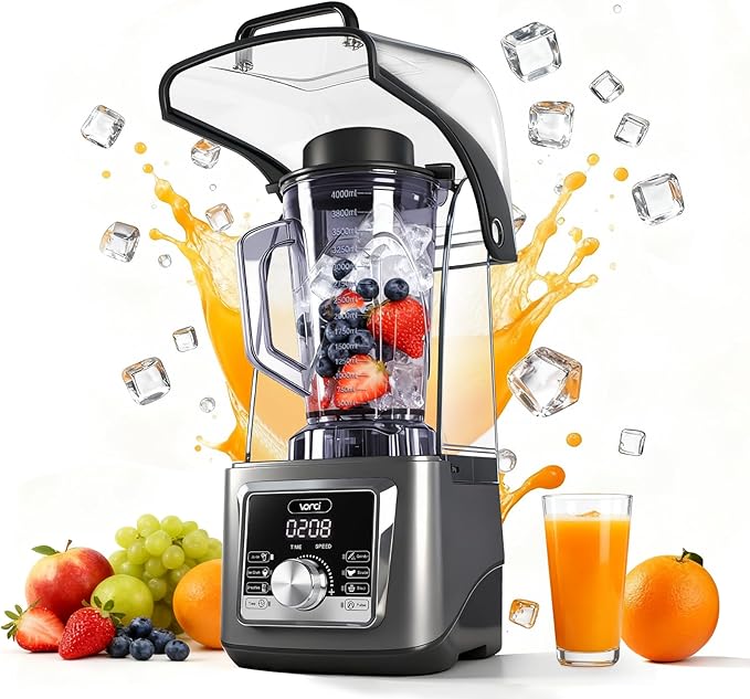 VONCI 2200W Commercial Blender With Sound Enclosure 135OZ Large Capacity Quiet Blender For Smoothies Heavy Duty Industrial Blenders For Restaurant Perfect For Kitchen Ice Crush Milk Shake Fruits