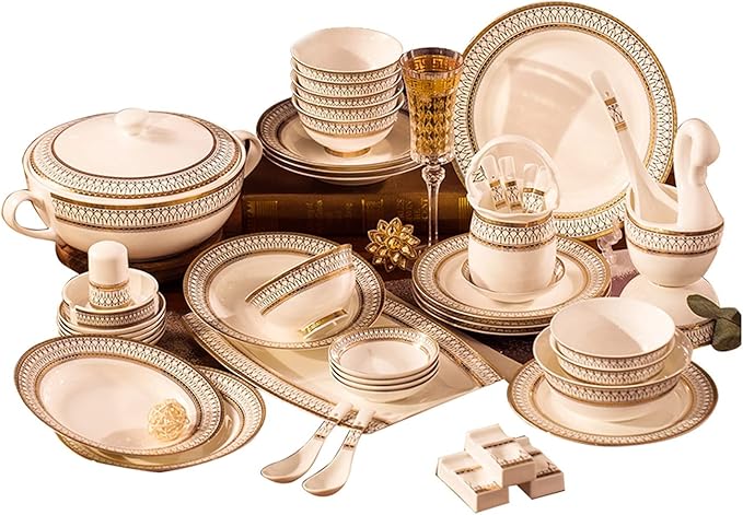 Dinnerware Sets Dish SetCeramic Tableware 60-Piece SetSimple Tableware Set Ceramic Household Tableware Set