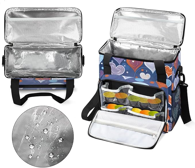 Abstract Heart Coffee Maker Carrying Bag Portable Travel Storage Tote Bag Compatible with K-Mini or K-Mini Plus Single Serve Coffee Brewer Carrying Case with Multiple Pockets &amp Shoulder Strap