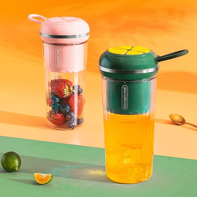Portable Blender Home Mini Juice Cup Electric Juicer Cup USB Rechargeable Travel Carry Personal Blender Gym - Perfect Travel Partner (Color : Pink) (Green)