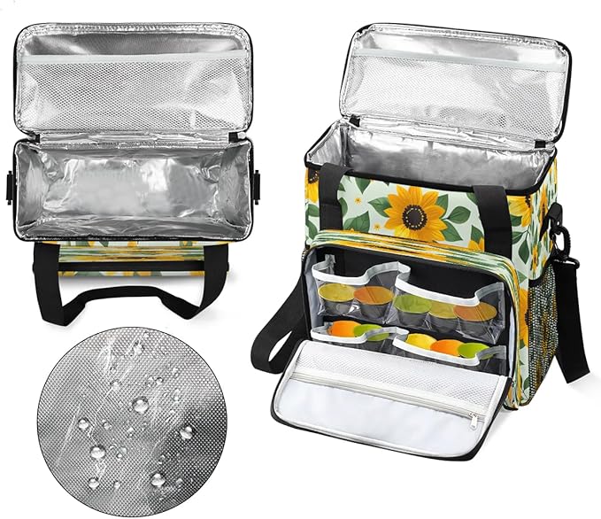 Lovely Sunflower Print Coffee Maker Carrying Bag Compatible with K-Mini or K-Mini Plus Portable Single Cup Coffee Maker Case with Pockets for K Cup Pods