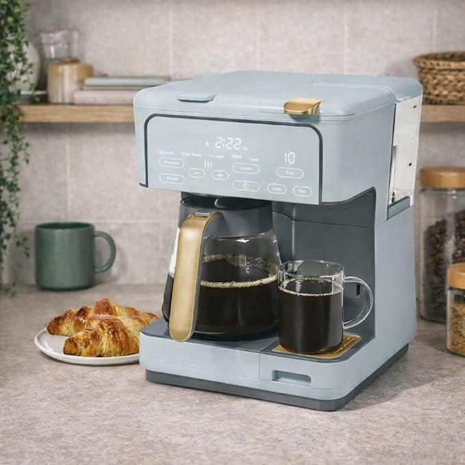 Multi Brew Coffee Maker with Single Serve and Carafe Brewing Options for Countertop Home Use (Hydrangea)