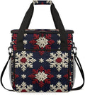 Retro Snowflakes Christmas Coffee Maker Carrying Bag Travel Storage Bag Compatible with K-Mini or K-Mini Plus Single Serve Coffee Brewer Carrying Case with Multiple Pockets &amp Shoulder Strap