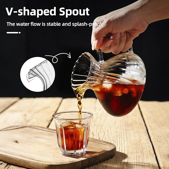 Bincoo Pour Over Coffee Maker Set650ML Borosilicate Glass Carafe with Coffee Driper&amp50pcs Paper FilterGlass Coffee Maker for Home Café Restaurant(Transparent)