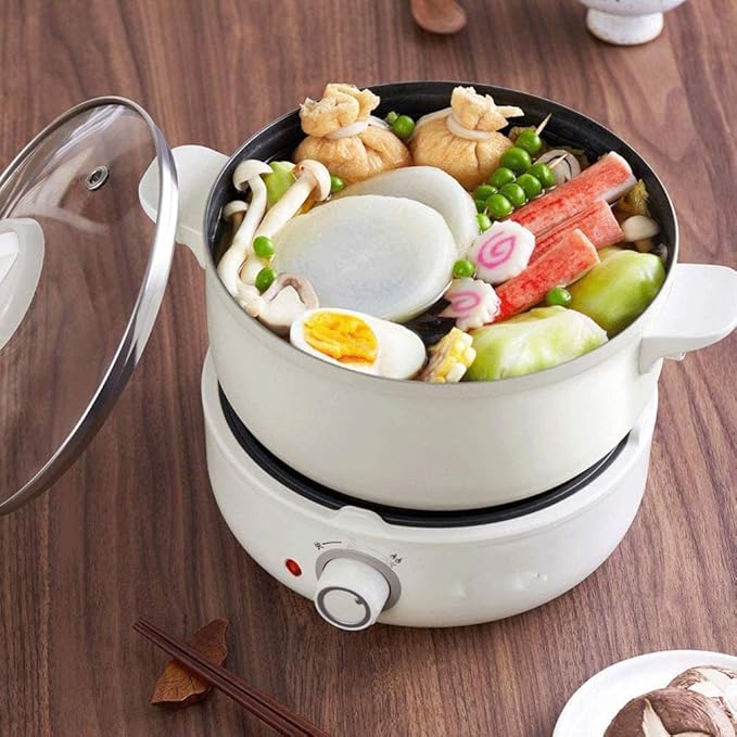 Electric Hot Pot Multifunction Rice Cooker Portable Split Type Pot Kitchen Cooker Non-Stick Frying Pan for Travel Kitchen with Steamer (Size : 262 * 214 * 252MM)