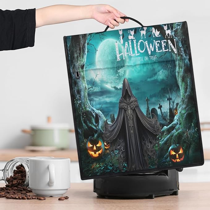 cfpolar Kitchen Aid Mixer Cover Compatible with 6-8 Quarts Halloween Grim Reaper Turquoise Stand Mixer Cover Kitchen Aid Mixers Accessories Appliance Organizer Bag Dust Covers with Zipper Pocket