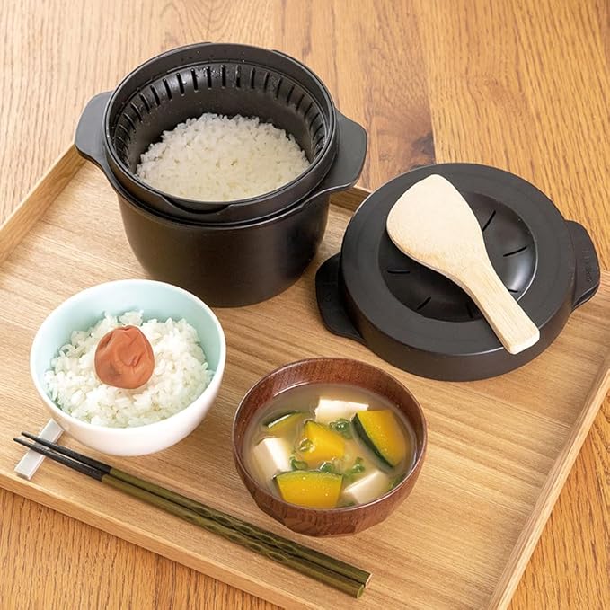 Skater MWMR1-A Microwave Steam Rice Maker Black Made in Japan