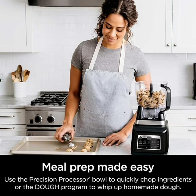 Professional Kitchen System 1400W Blender 8-Cup Food Processor Auto-iQ 72oz Pitcher 2 Single-Serve Cups