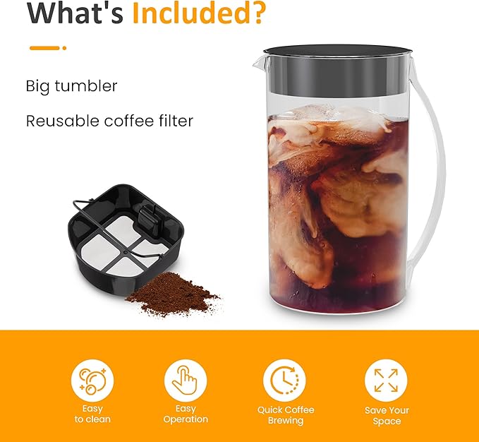 SUNVIVI Iced Tea Maker and Iced Coffee Maker 3-in-1 Coffee and Tea Machine Brewing System with 2.5 Quart Pitcher Strength Selector Perfect For Tea Coffee Lattes Lemonade