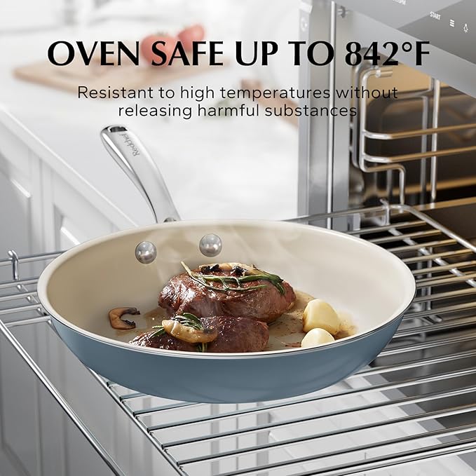 Redchef Ceramic Pots and Pans Set Non Stick Nonstick Kitchen Cookware Sets Non Toxic Pots and Pans Set Non Stick PFAS PFOA &amp PTFE Free Nonstick Frying Pans Set Ceramic Pan Skillet RV Cookwar