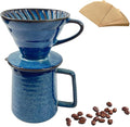 Ceramic Pour Over Coffee Maker Set Starry Blue Coffee Dripper Cone with 40 Filters 14 Ounces/400ml Pot