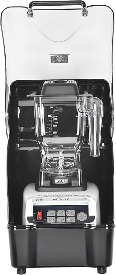 OmniBlend Omni-Q TM-800BQ Commercial Quiet Smoothie Blender Full Sound Enclosure 1.5 Liter BPA-Free Container Self Cleaning Heavy Duty 3 Speed (White)