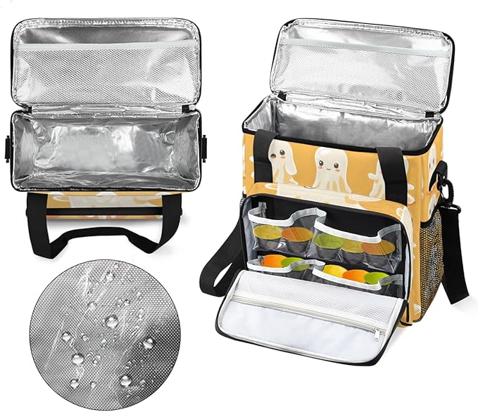 Spooky Ghosts Coffee Maker Carrying Bag Magic Ghosts Travel Storage Bag Compatible with K-Mini or K-Mini Plus Single Serve Coffee Brewer Carrying Case with Multiple Pockets &amp Shoulder Strap