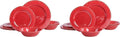 Gibson Home Mauna Melamine Plastic Dinnerware Set Service for 4 (12pcs) Red Rustic (Pack of 2)