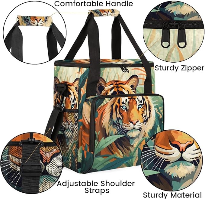 Forest Tiger Coffee Maker Carrying Bag Tiger Portable Travel Storage Tote Bag Compatible with K-Mini or K-Mini Plus Single Serve Coffee Brewer Carrying Case with Multiple Pockets &amp Shoulder Stra
