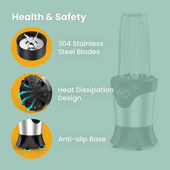 Suavo Smoothie Blender 1100W Portable Personal Blender for Shakes and Smoothies with 2 * 22Oz To-Go Cups &amp Lids Includes Portable Coffee Grinder and 10Oz BPA-Free Travel Cup Countertop Mixer