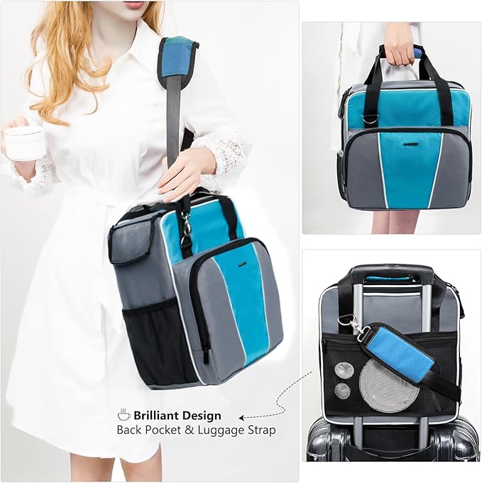 BAGSPRITE For Keurig K-Express Coffee Maker Travel Bag K-Iced Single Serve Brewer Carrying Case with Multiple Pockets for Pods Storage Bag With Shoulder Strap