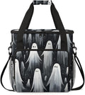 Halloween Ghosts Coffee Maker Carrying Bag Bright Ghosts Travel Storage Bag Compatible with K-Mini or K-Mini Plus Single Serve Coffee Brewer Carrying Case with Multiple Pockets &amp Shoulder Strap