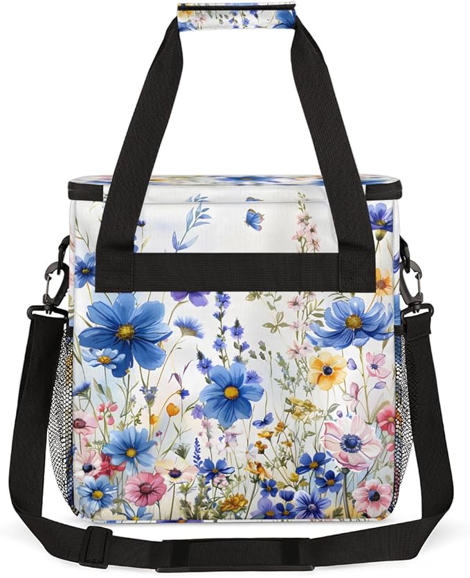 Luminous Flowers Coffee Maker Carrying Bag Portable Travel Storage Tote Bag Compatible with K-Mini or K-Mini Plus Single Serve Coffee Brewer Carrying Case with Multiple Pockets &amp Shoulder Strap