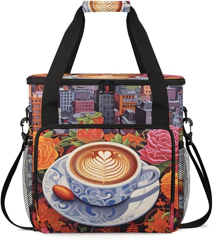 Fresh Brewed Coffee Coffee Maker Travel Bag for Keurig K-Mini/K-Mini Plus Insulated Waterproof Tote with Pockets for K-Cup Portable Single-Serve Brewer Case
