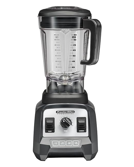 Proctor Silex Commercial 55000 High-Performance Blender 2.4 Peak hp Variable Speed Dial BPA-Free 64 oz./1.8 L Container 17.32 Height 7.6 Width 8.69 Length Black