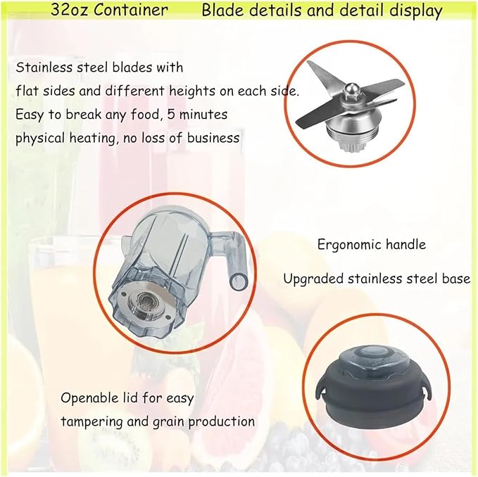 Compatible For Blender 32oz Dry Grinding Cup Suitable For 5200 Containers 750 5000 6300 7500 Mixing With Knife