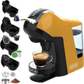 KOTLIE EM-308B Espresso Machine Single Serve Coffee Maker Compatible with Multiple Capsule Types Ground Coffee and ESE Pods 3 Temperatures 7 Water Volume Levels 34 Oz（Yellow）