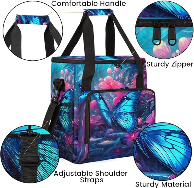 Watercolor Butterfly Coffee Maker Carrying Bag Gothic Butterfly Travel Storage Bag Compatible with K-Mini or K-Mini Plus Single Serve Coffee Brewer Carrying Case with Pockets &amp Shoulder Strap