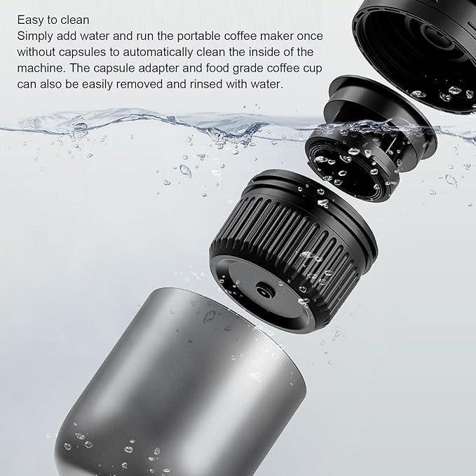 ciciglow Portable Coffee Machine Travel Cordless Automatic Coffee Maker with Capsule Compatible with Ground and Capsule for Outdoor Office Car 17 Bar Pressure System