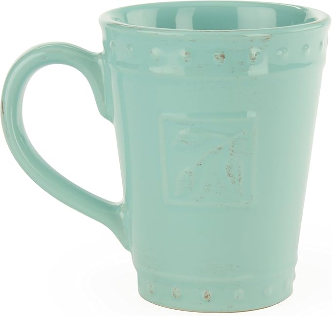 Signature Housewares 4 Piece Sorrento Collection Stoneware Dinnerware Set Aqua Blue