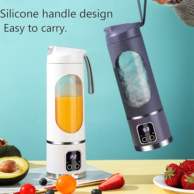 Digital Multimode Juicer Blender - Smart Led Display 3 Speed12-Blade Fresh Juice Bottle 450ml Portable Digital Display Juicer Diet-Friendly Leak Proof Design For Smoothies Liquid Diet (Green)