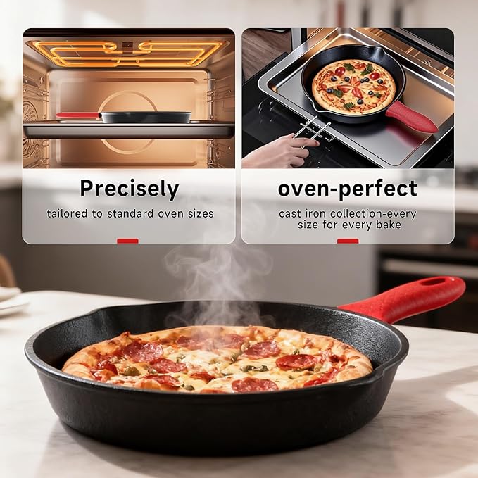 3 piece set cookware set 6 8 10 Inches for frying saute &ampmore easy use in the oven stove grill or campfire black with silicone heat-resistant cover