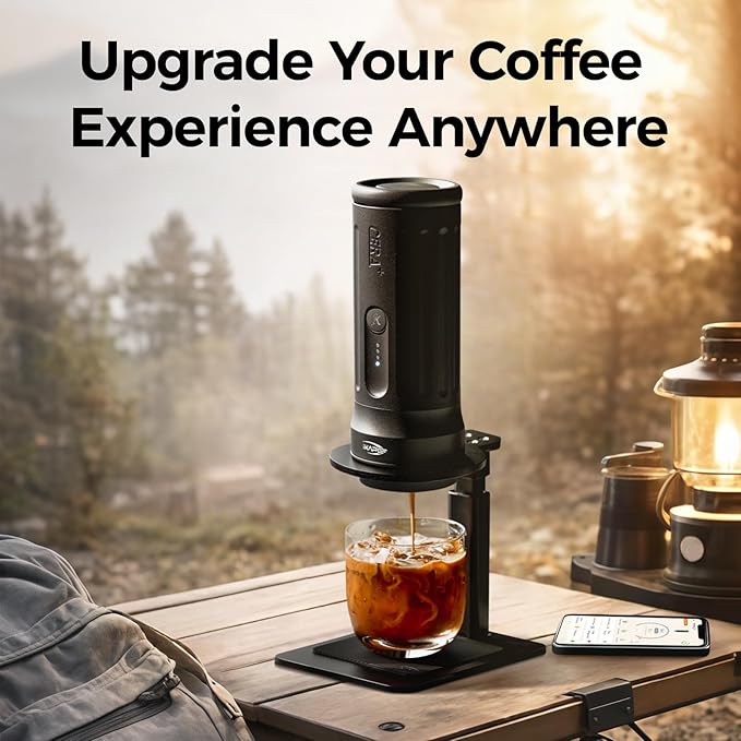 IKAPE Adjustable Portable Coffee Maker Stand Aluminum Alloy Universal Coffee Machine Holder with Anti-Slip Base Height Adjustable 13–19.5cm for Home Office &amp Camping