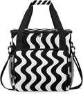 Wavy Lines Coffee Maker Travel Bag for Keurig K-Mini/K-Mini Plus Insulated Waterproof Tote with Pockets for K-Cup Portable Single-Serve Brewer Case