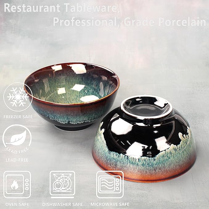17oz Ceramic Soup &amp Cereal Bowls Set of 6 Dishwasher &amp Microwave Safe