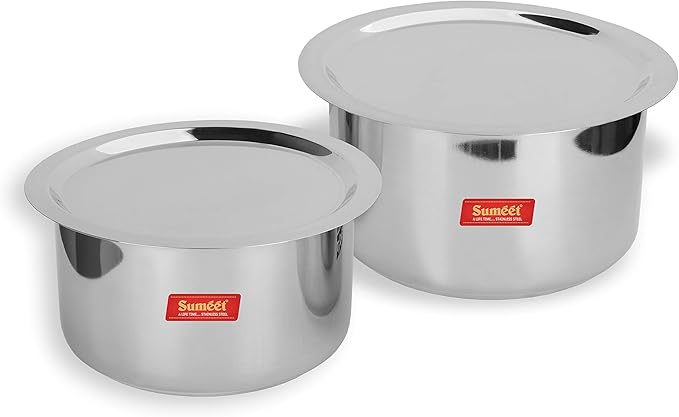 Sumeet Stainless Steel Cookware Set With Lid 5.2 LTR to 6.4 L 2 Piece (Steel)
