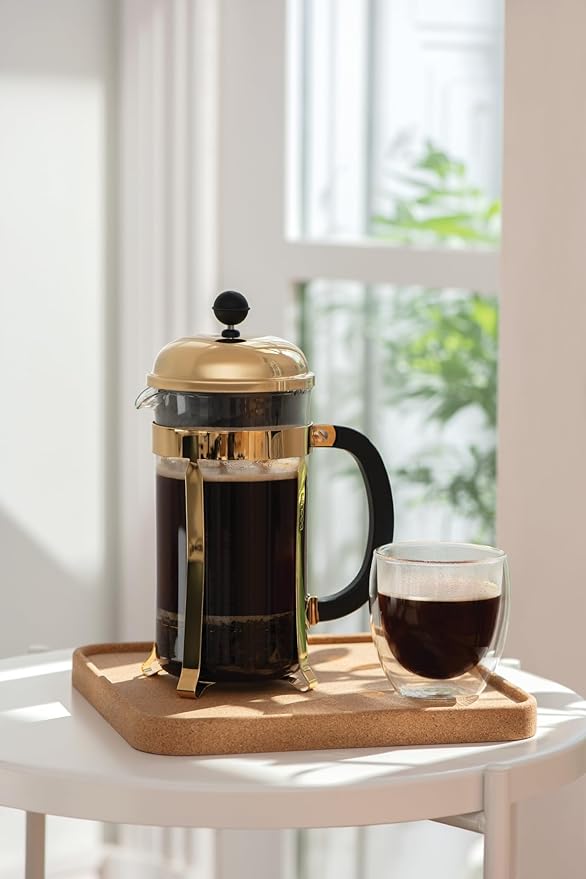 Bodum 34oz Chambord French Press Coffee Maker High-Heat Borosilicate Glass Gold – Made in Portugal