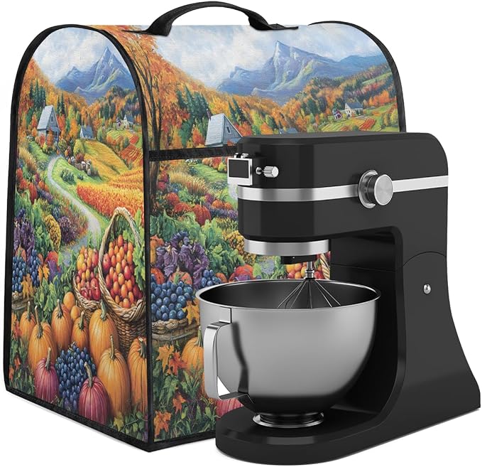 cfpolar Kitchen Aid Mixer Cover Compatible with 6-8 Quarts Autumn Grapes Pumpkin Maple Leaves Stand Mixer Cover Kitchen Aid Mixers Accessories Appliance Organizer Bag Dust Covers with Zipper Pocket