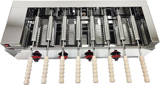 LPG Chimney Cake Oven 220V 50W Stainless Steel Ice Cream Cone Grill Maker 8pcs Roll Elements for Commercial Use