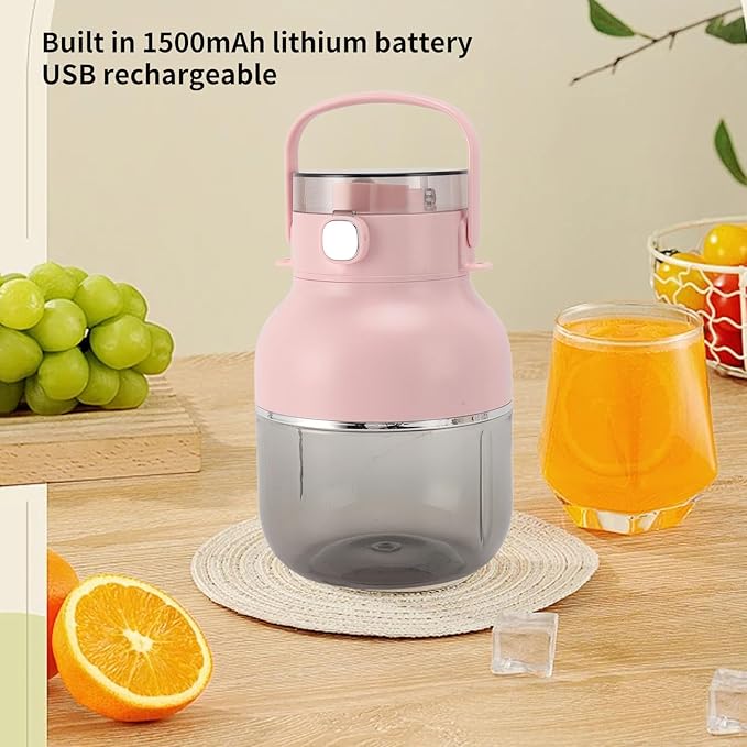 Zerodis Large Capacity Blender Cup USB Rechargeable Cordless Convenience Multi Functional Juicer Portable and Convenient Portable Blender Cup ABS Material Lithium Battery (Built Pink