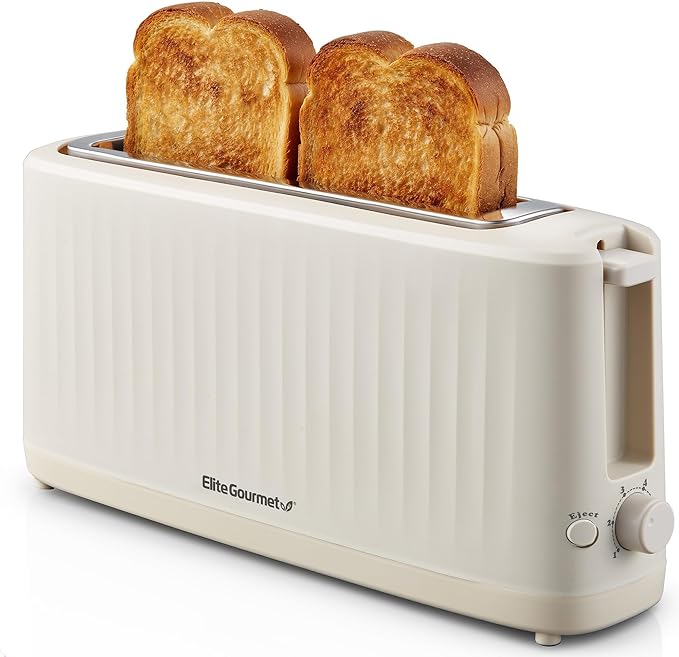 Elite Gourmet ECT2517C SLIMTOAST™ 2-Slice Long Slot Toaster Cool-touch Body 6 Toast Settings &amp Cancel Function Extra Wide 1.5” Slot Easily Fits Breads English Muffins Bagels &amp Waffles C